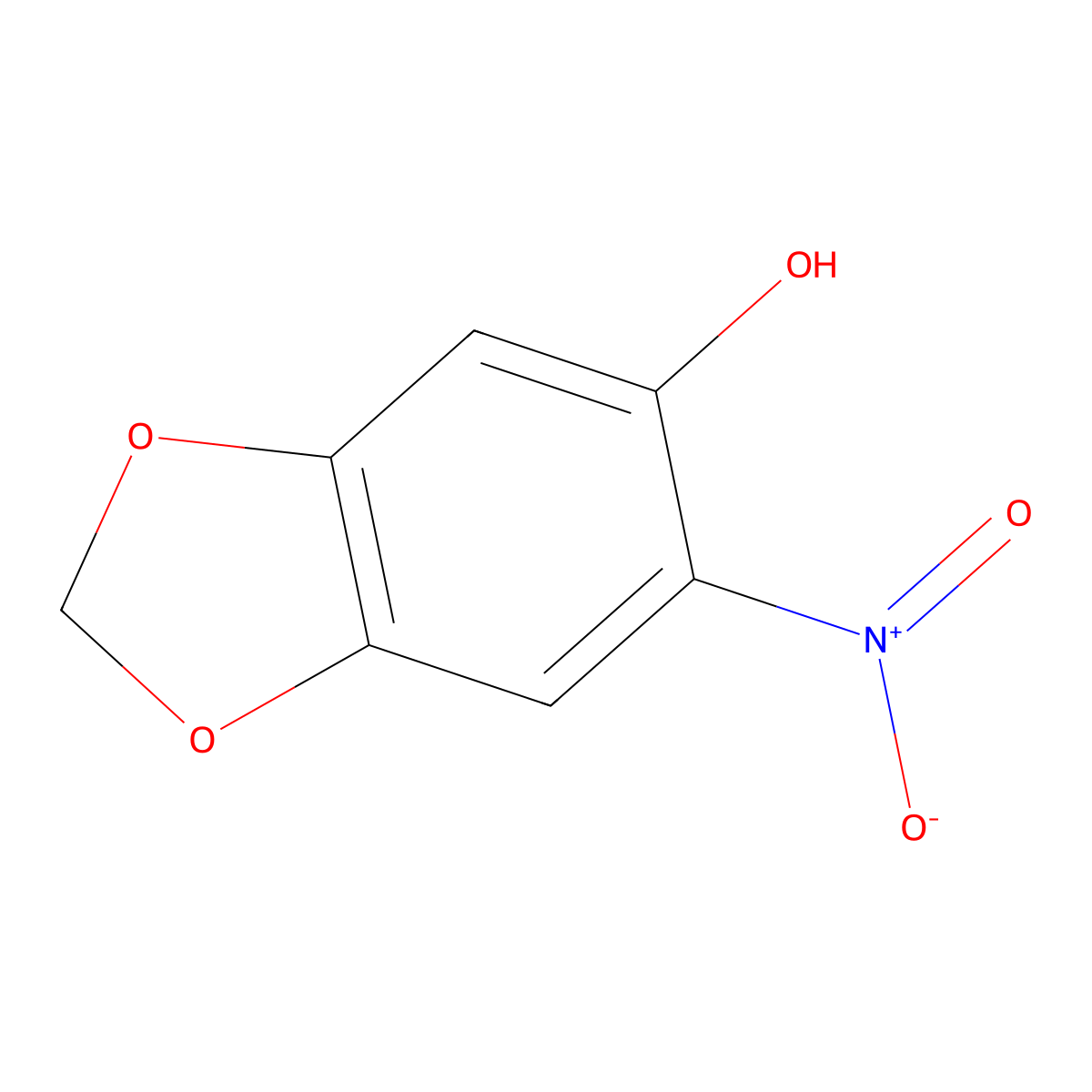 6-Nitro-1,3-benzodioxol-5-ol molecular structure, CAS 7107-10-0