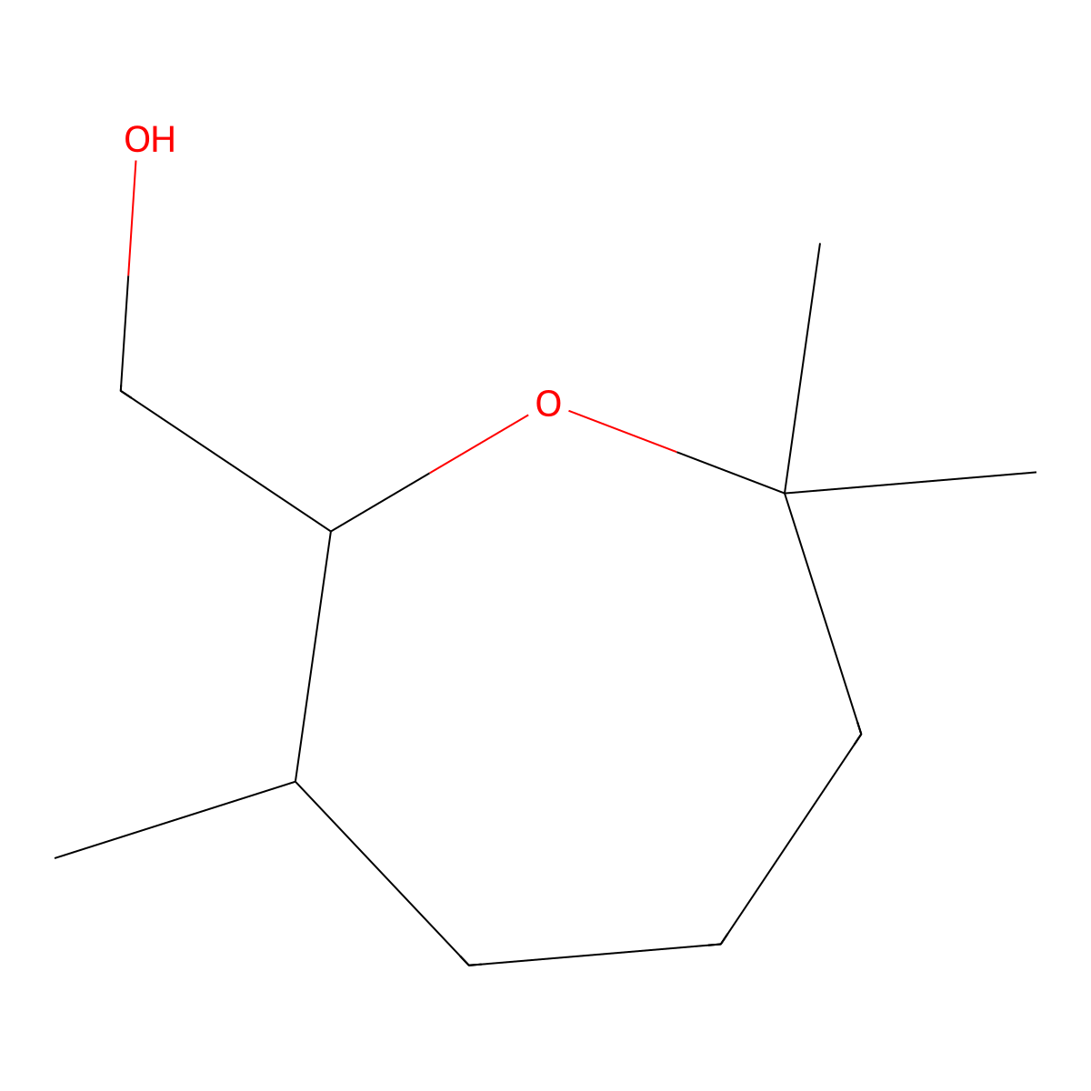 2-Oxepanemethanol, 3,7,7-trimethyl- molecular structure, CAS 71077-32-2
