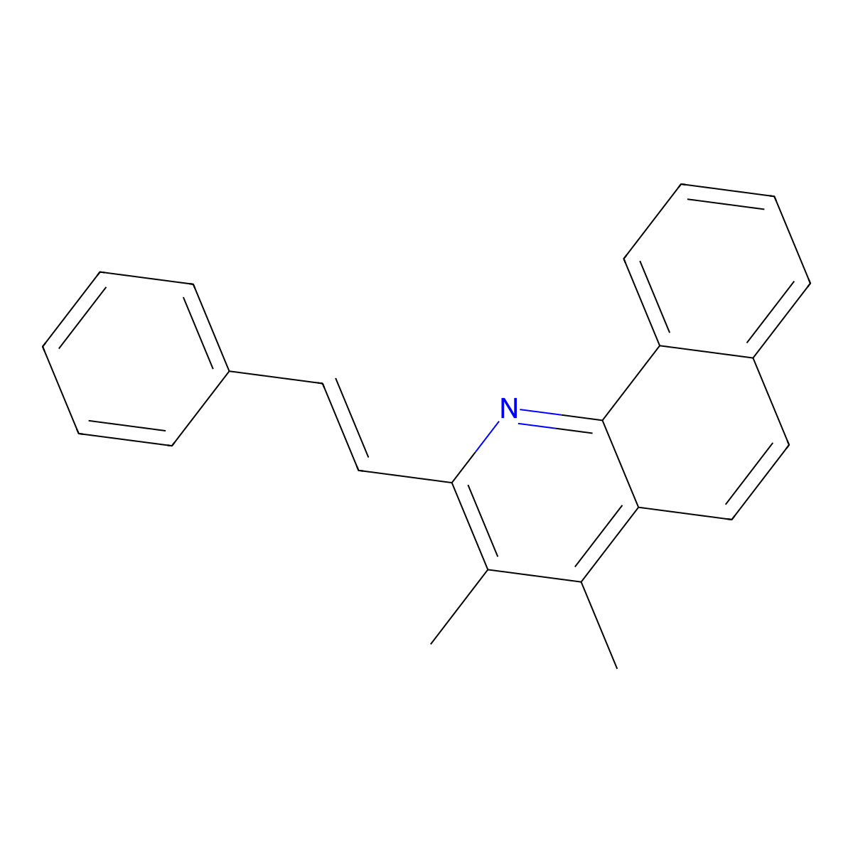 3,4-Dimethyl-2-(2-phenylethenyl)benzo[h]quinoline molecular structure, CAS 71081-93-1