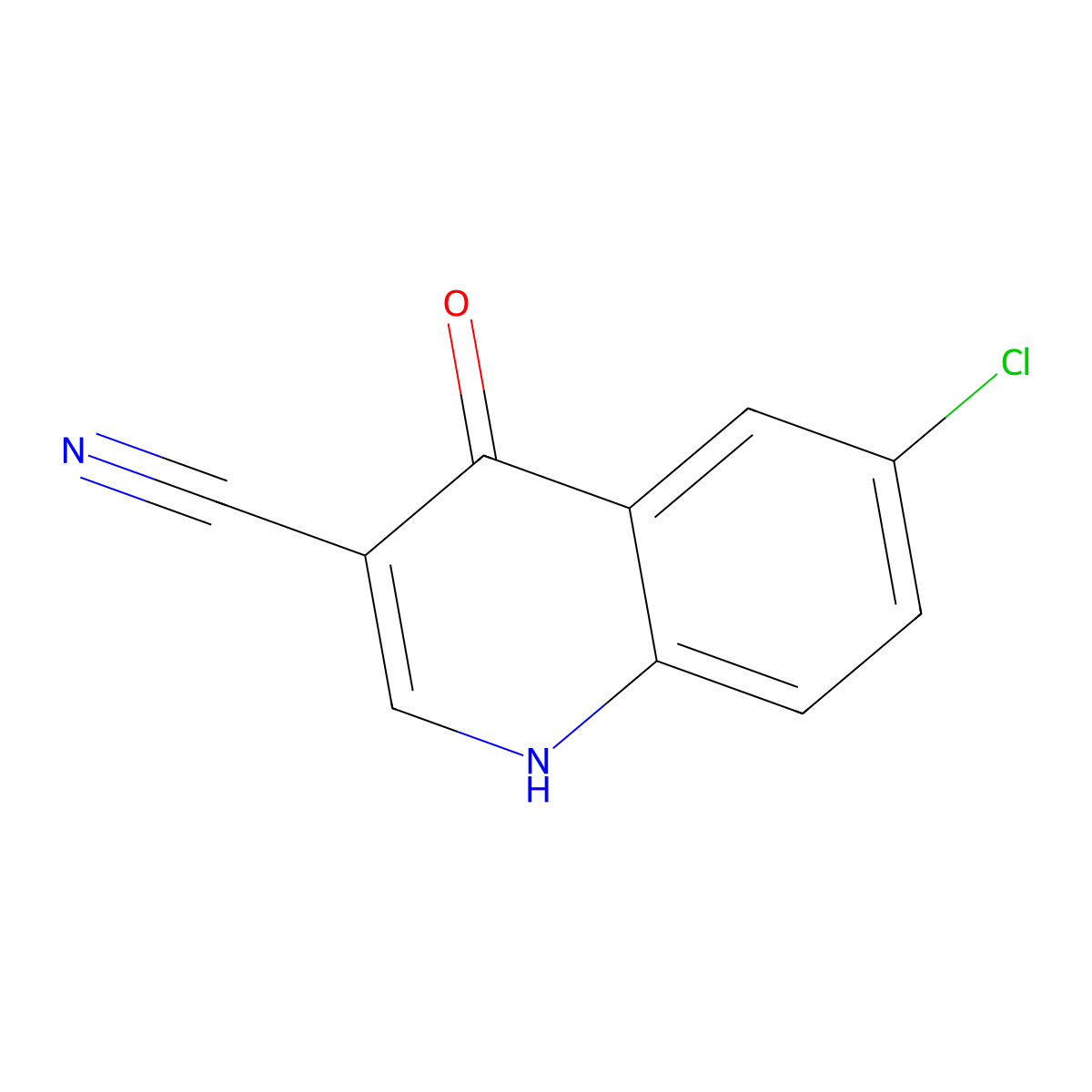 6-Chloro-4-oxo-1,4-dihydroquinoline-3-carbonitrile molecular structure, CAS 71083-61-9