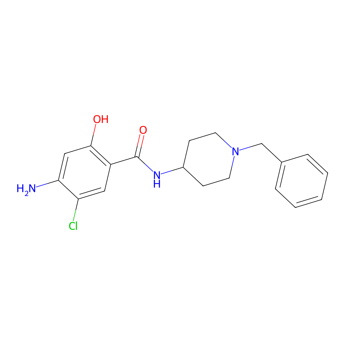 4-amino-N-(1-benzylpiperidin-4-yl)-5-chloro-2-hydroxybenzamide molecular structure, CAS 71084-02-1
