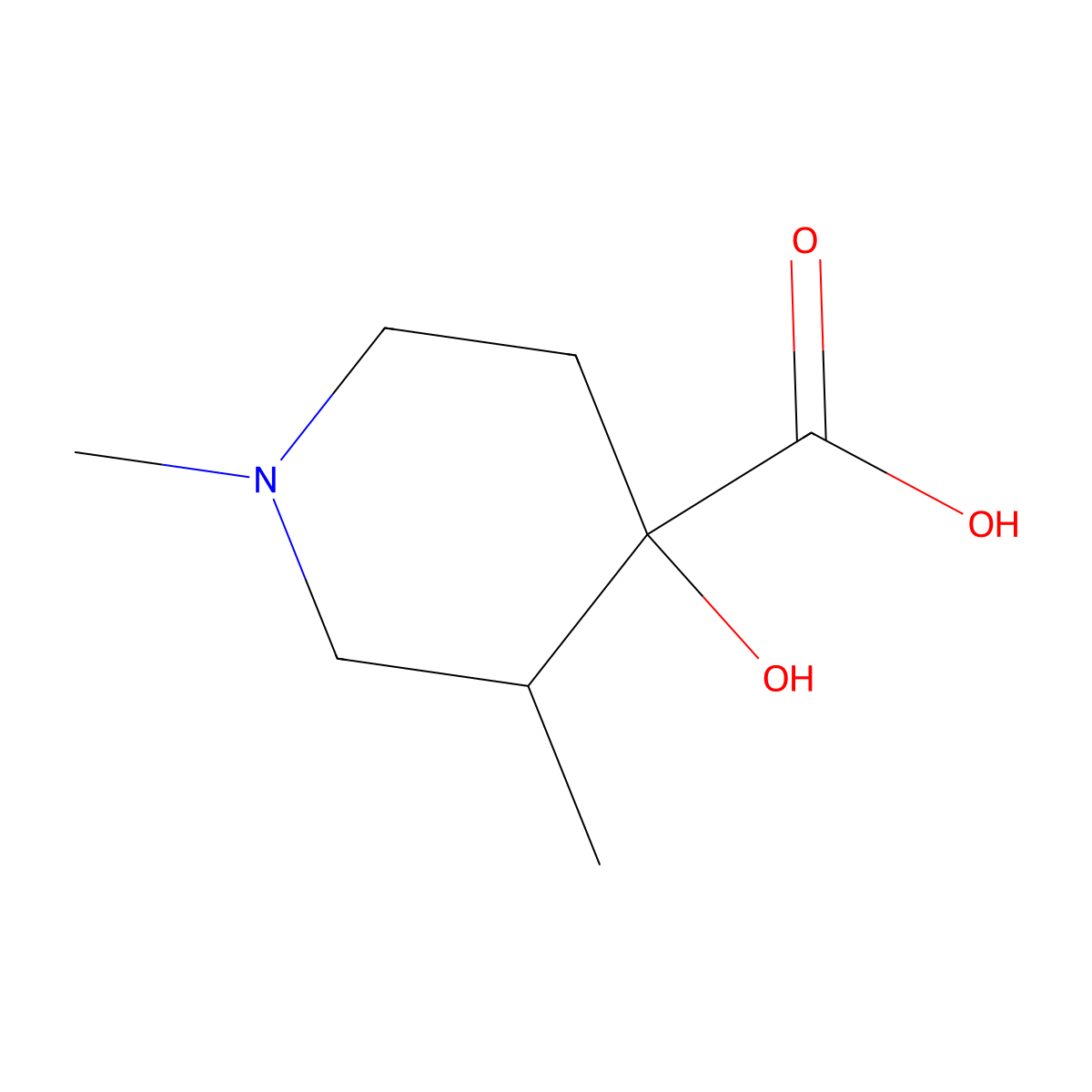 4-Hydroxy-1,3-dimethylpiperidine-4-carboxylic acid molecular structure, CAS 710939-20-1