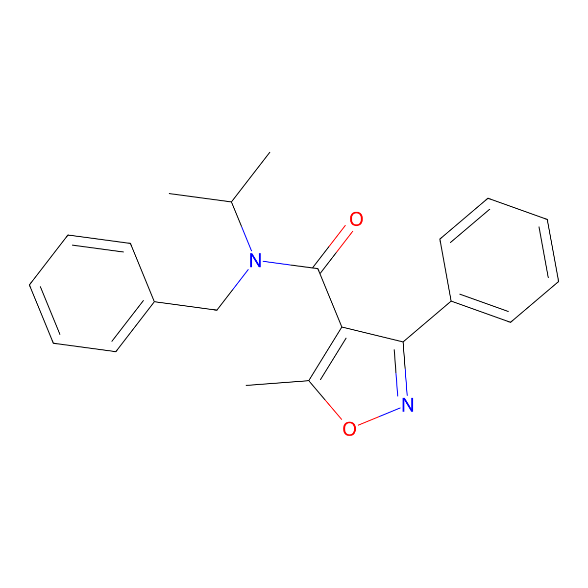 N-benzyl-5-methyl-3-phenyl-N-(propan-2-yl)-1,2-oxazole-4-carboxamide molecular structure, CAS 710945-18-9