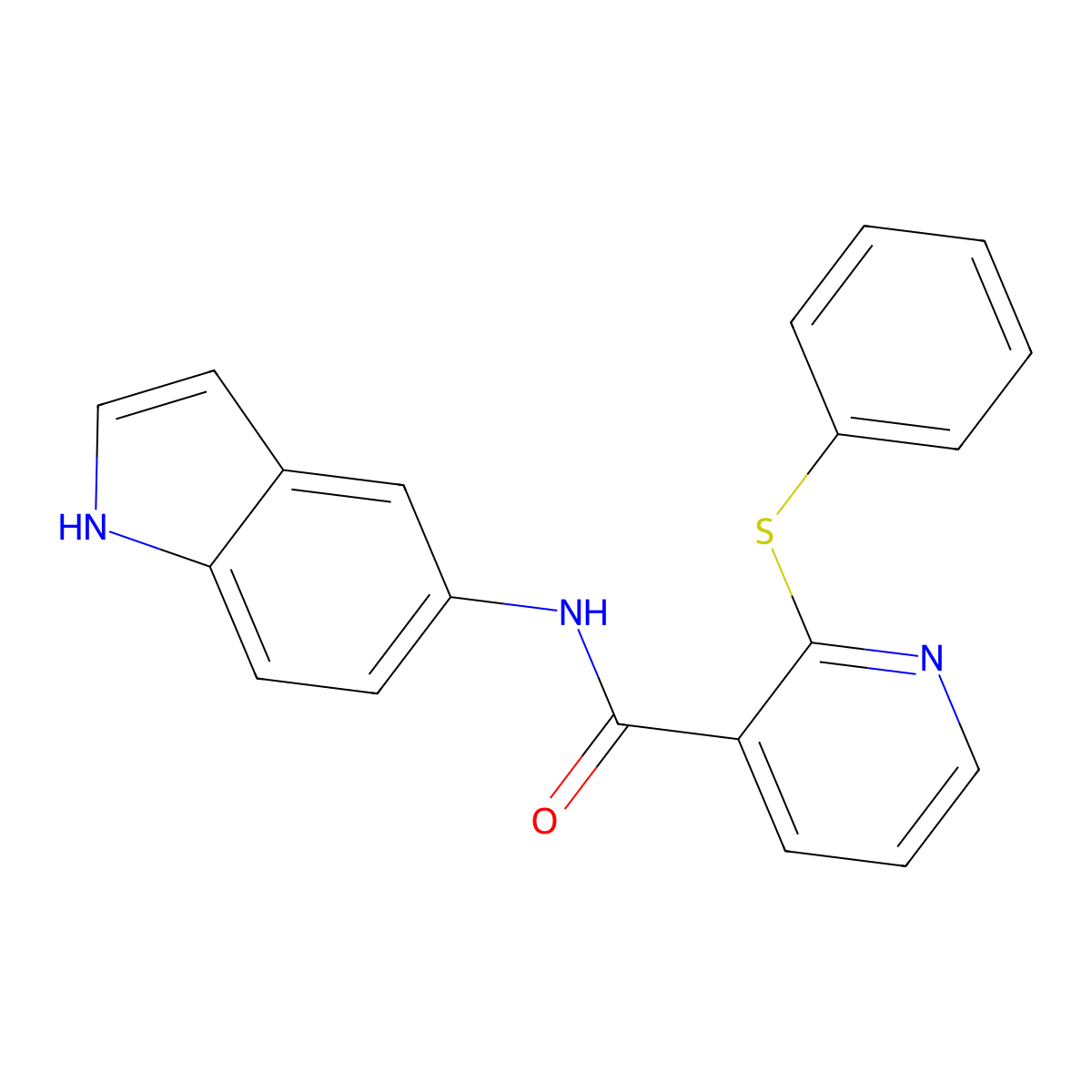 N-(1H-indol-5-yl)-2-phenylsulfanylpyridine-3-carboxamide molecular structure, CAS 710945-65-6