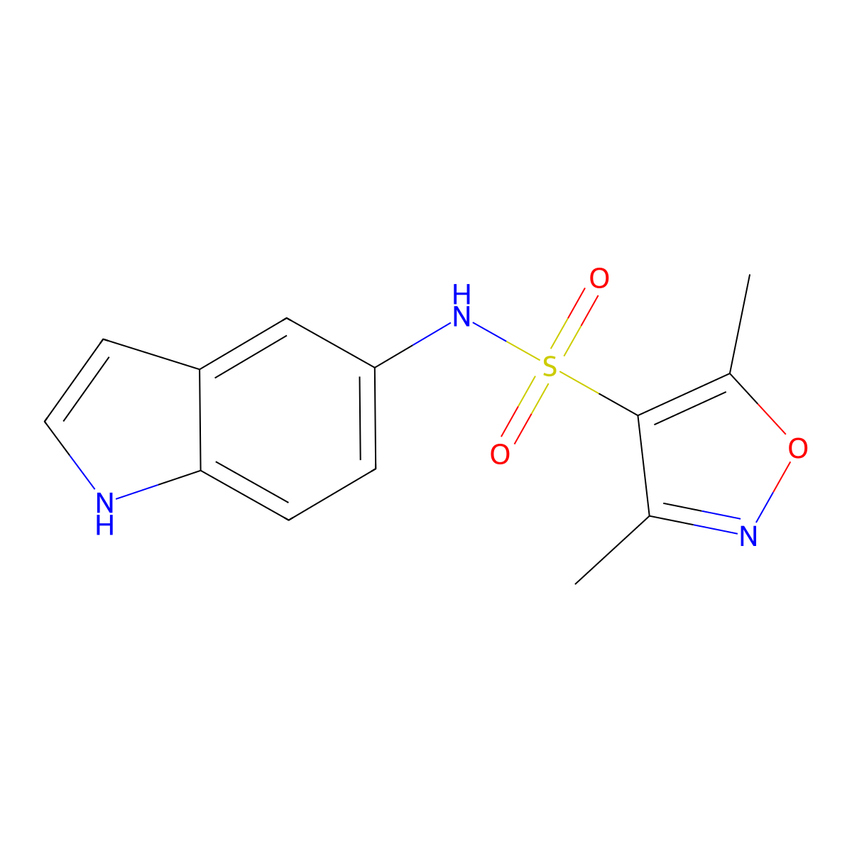 N-(1H-indol-5-yl)-3,5-dimethyl-1,2-oxazole-4-sulfonamide molecular structure, CAS 710945-70-3