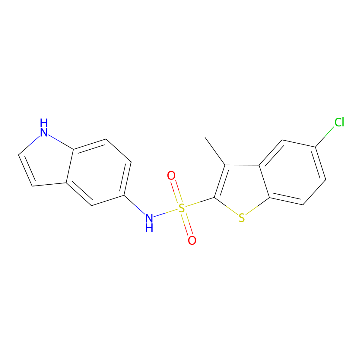 5-chloro-N-(1H-indol-5-yl)-3-methyl-1-benzothiophene-2-sulfonamide molecular structure, CAS 710945-72-5
