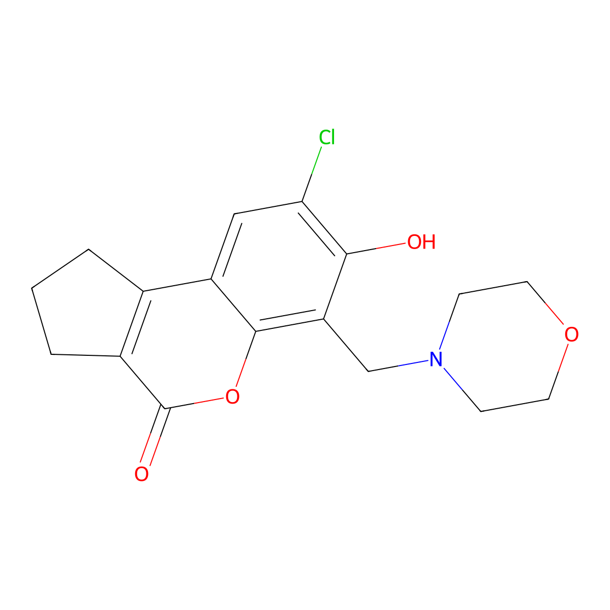 8-chloro-7-hydroxy-6-(morpholin-4-ylmethyl)-2,3-dihydrocyclopenta[c]chromen-4(1H)-one molecular structure, CAS 710947-69-6