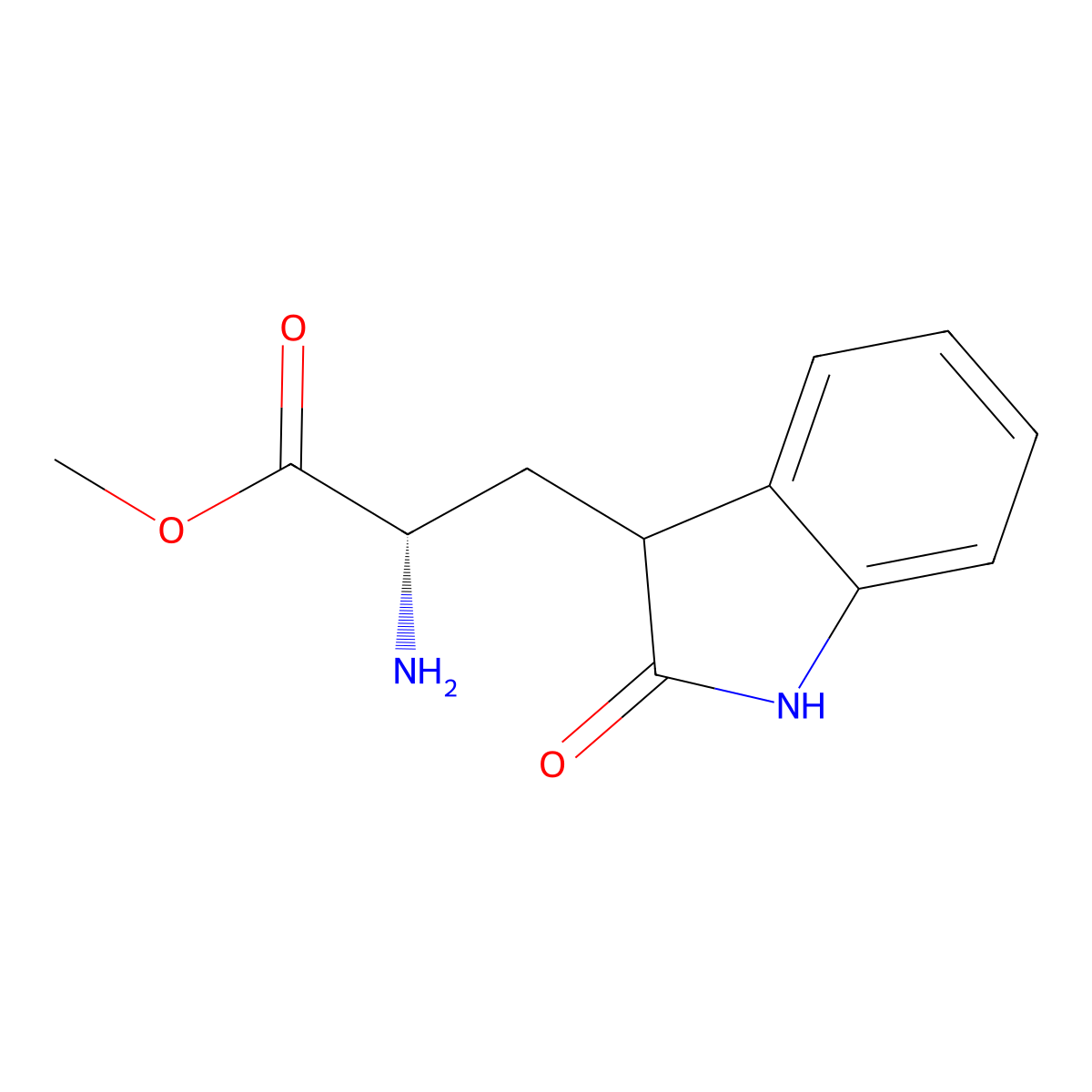 methyl (2S)-2-amino-3-(2-oxo-2,3-dihydro-1H-indol-3-yl)propanoate molecular structure, CAS 710949-81-8