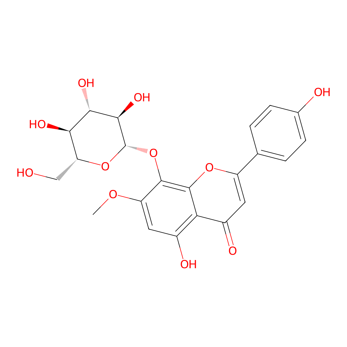 5,8,4'-Trihydroxy-7-methoxyflavone 8-O-glucoside molecular structure, CAS 710952-13-9