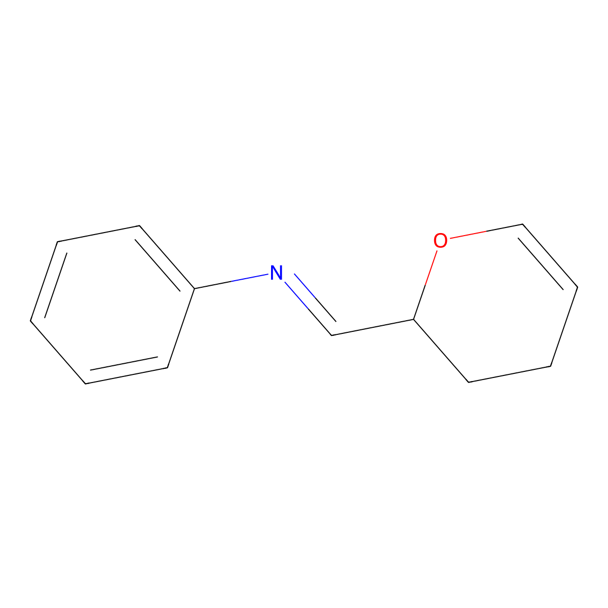 (E)-1-(3,4-Dihydro-2H-pyran-2-yl)-N-phenylmethanimine molecular structure, CAS 71096-80-5