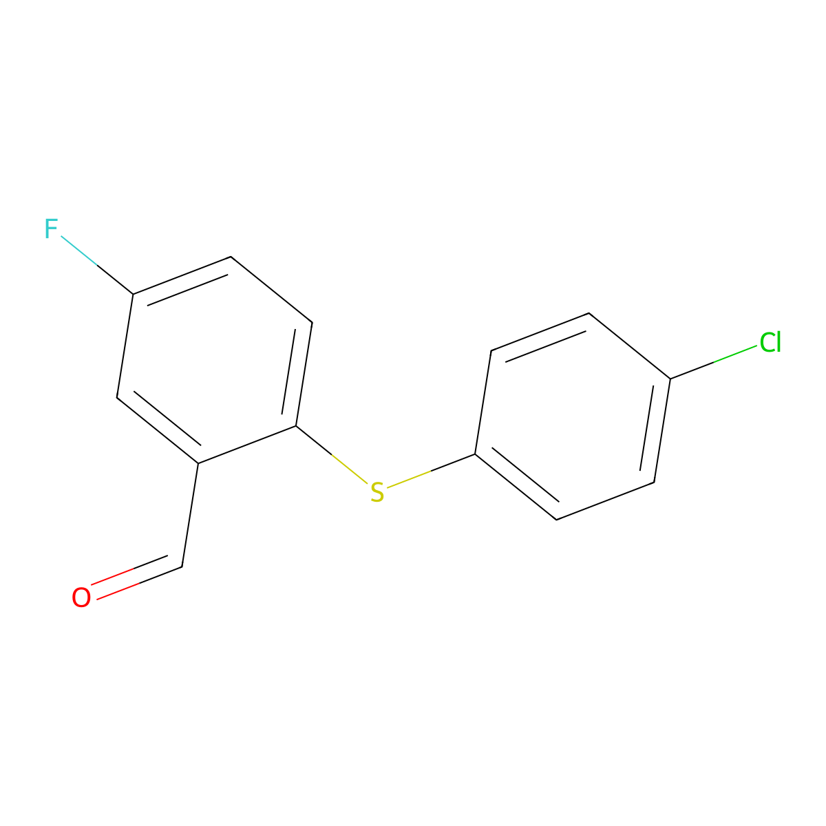 2-[(4-Chlorophenyl)sulfanyl]-5-fluorobenzaldehyde molecular structure, CAS 710960-13-7
