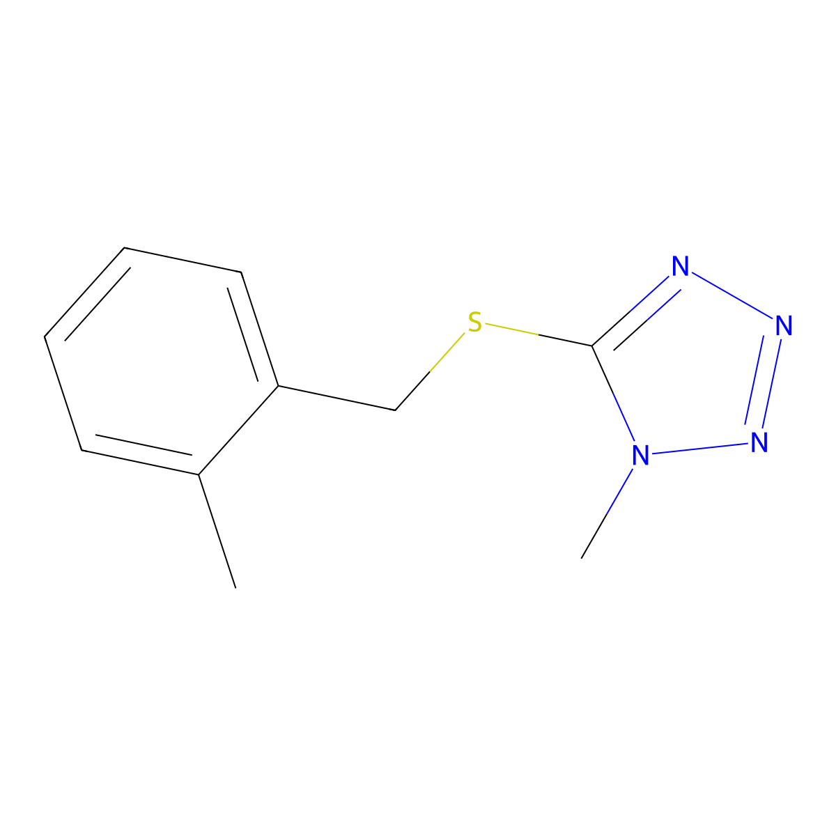 1-Methyl-5-[(2-methylphenyl)methylsulfanyl]tetrazole molecular structure, CAS 710966-64-6