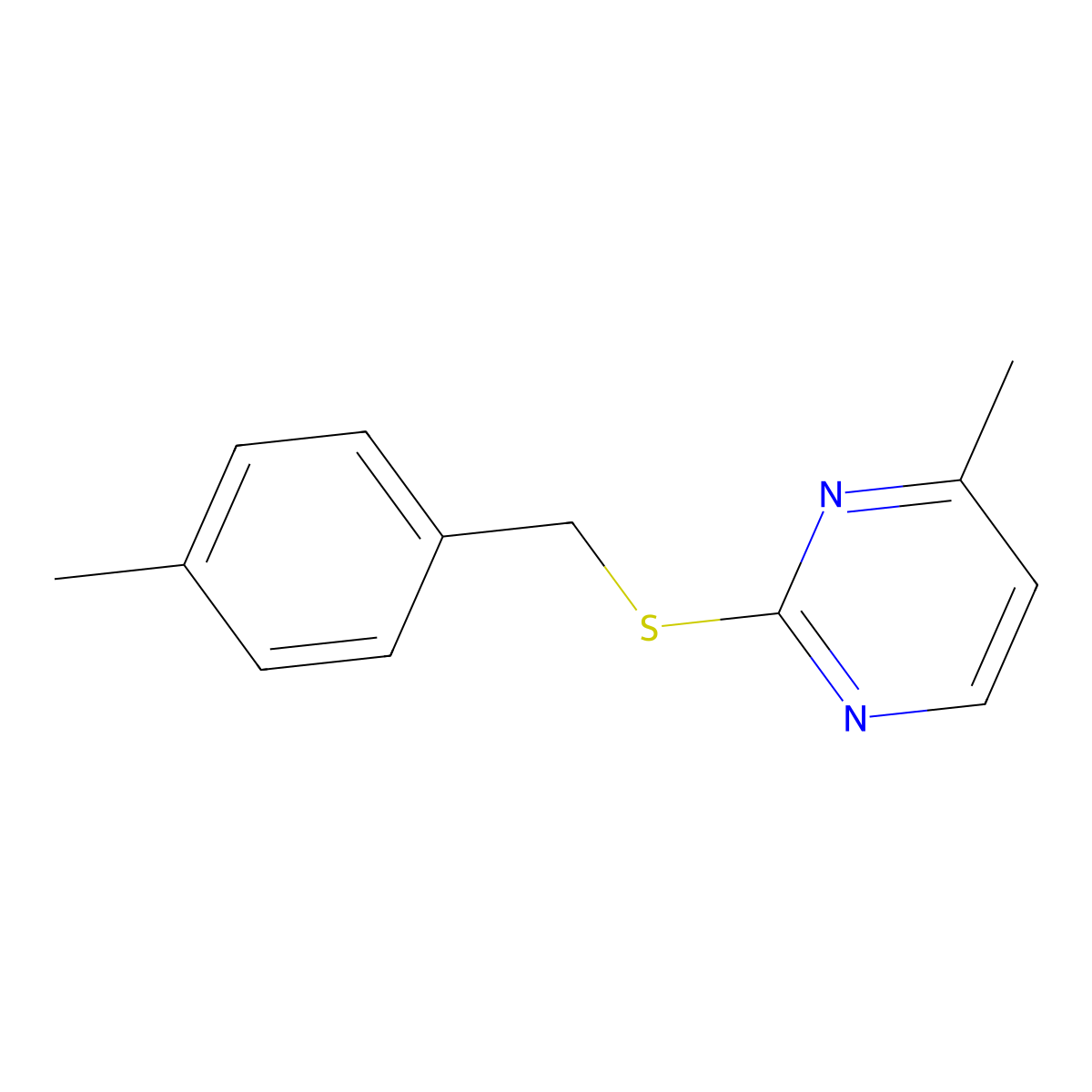 4-Methyl-2-[(4-methylphenyl)methylsulfanyl]pyrimidine molecular structure, CAS 710966-84-0