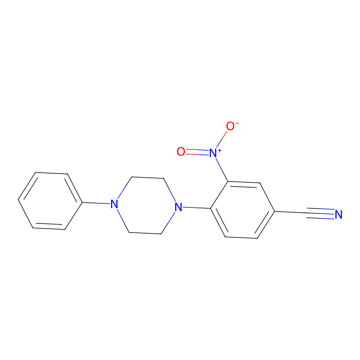 3-Nitro-4-(4-phenylpiperazin-1-yl)benzonitrile molecular structure, CAS 710967-05-8