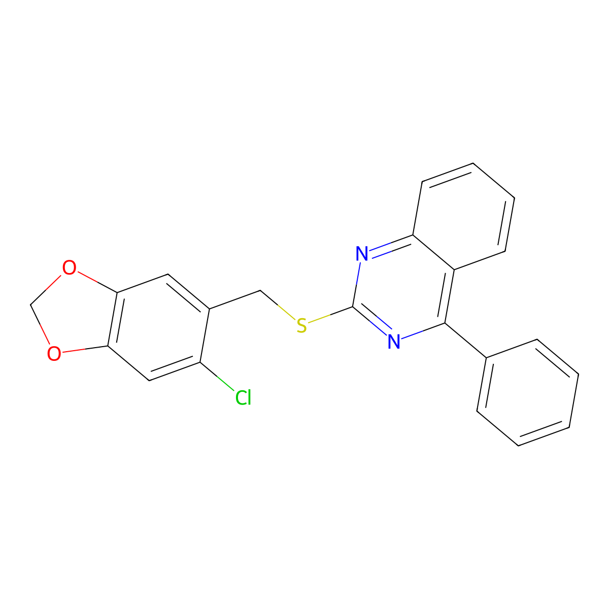 2-{[(6-Chloro-2H-1,3-benzodioxol-5-YL)methyl]sulfanyl}-4-phenylquinazoline molecular structure, CAS 710967-43-4