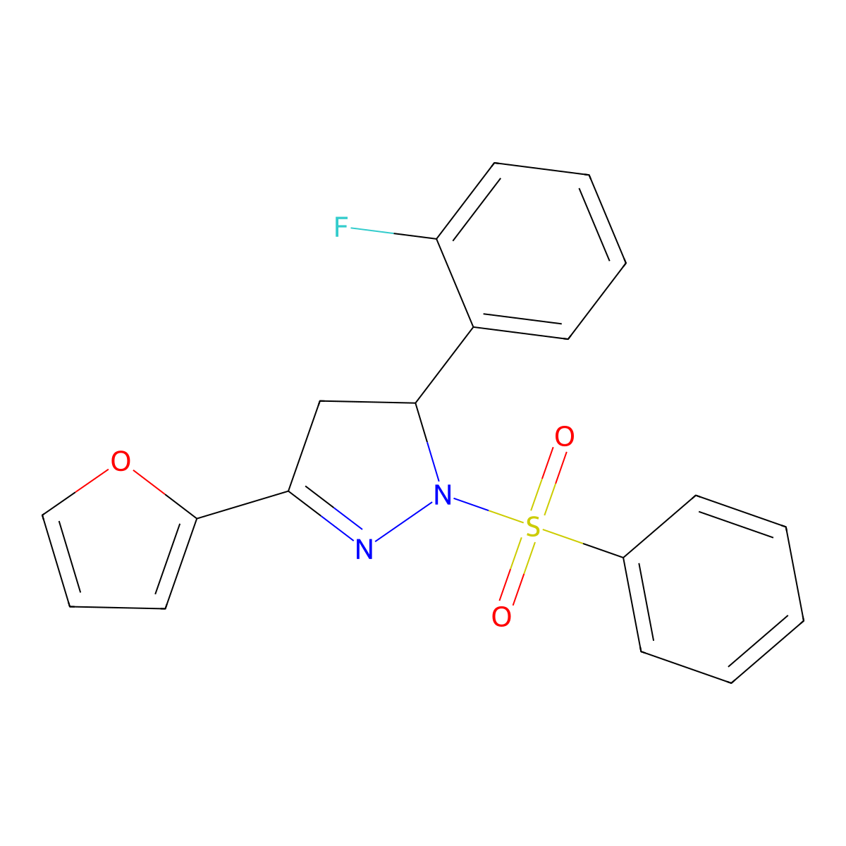 5-(2-Fluorophenyl)-3-(2-furyl)-1-(phenylsulfonyl)-2-pyrazoline molecular structure, CAS 710967-83-2