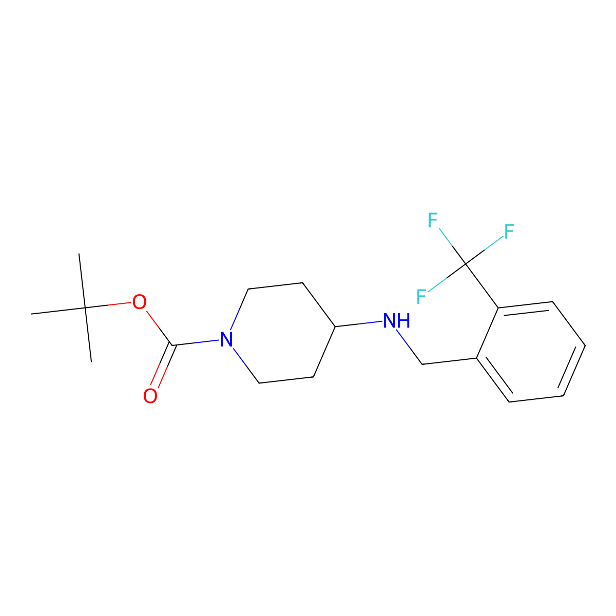 1,1-Dimethylethyl 4-({[2-(trifluoromethyl)phenyl]methyl}amino)piperidine-1-carboxylate molecular structure, CAS 710967-99-0