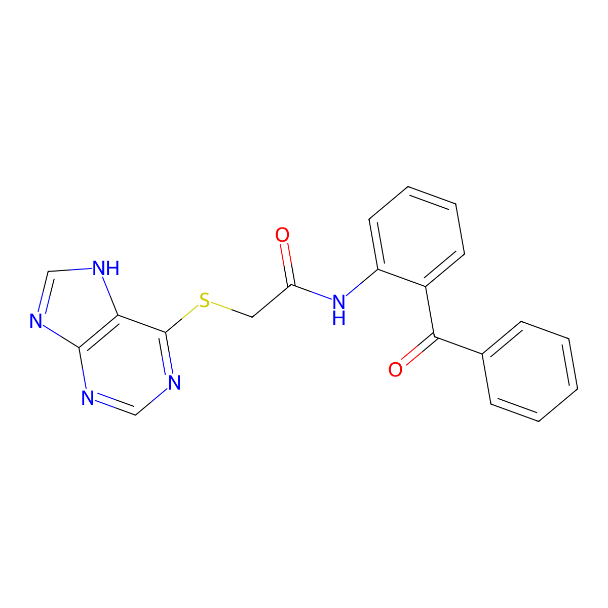 N-(2-benzoylphenyl)-2-(7H-purin-6-ylsulfanyl)acetamide molecular structure, CAS 710968-36-8