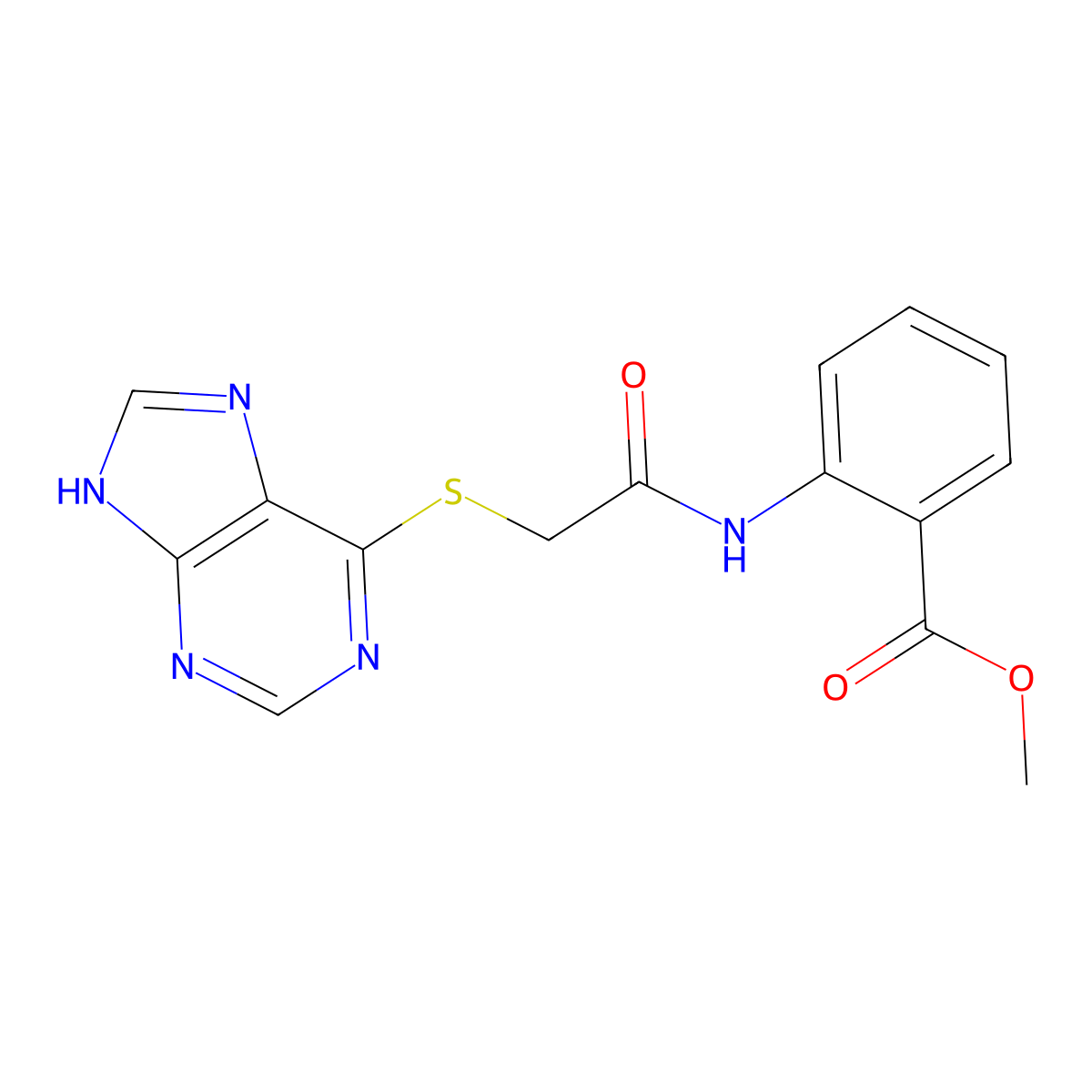 Methyl 2-[2-(7H-purin-6-ylsulfanyl)acetamido]benzoate molecular structure, CAS 710968-51-7