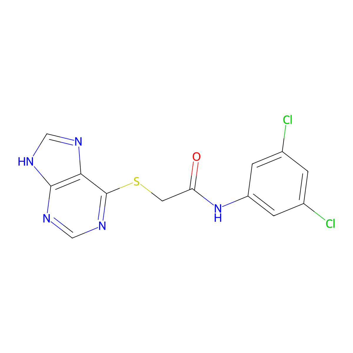 N-(3,5-dichlorophenyl)-2-(7H-purin-6-ylsulfanyl)acetamide molecular structure, CAS 710968-55-1