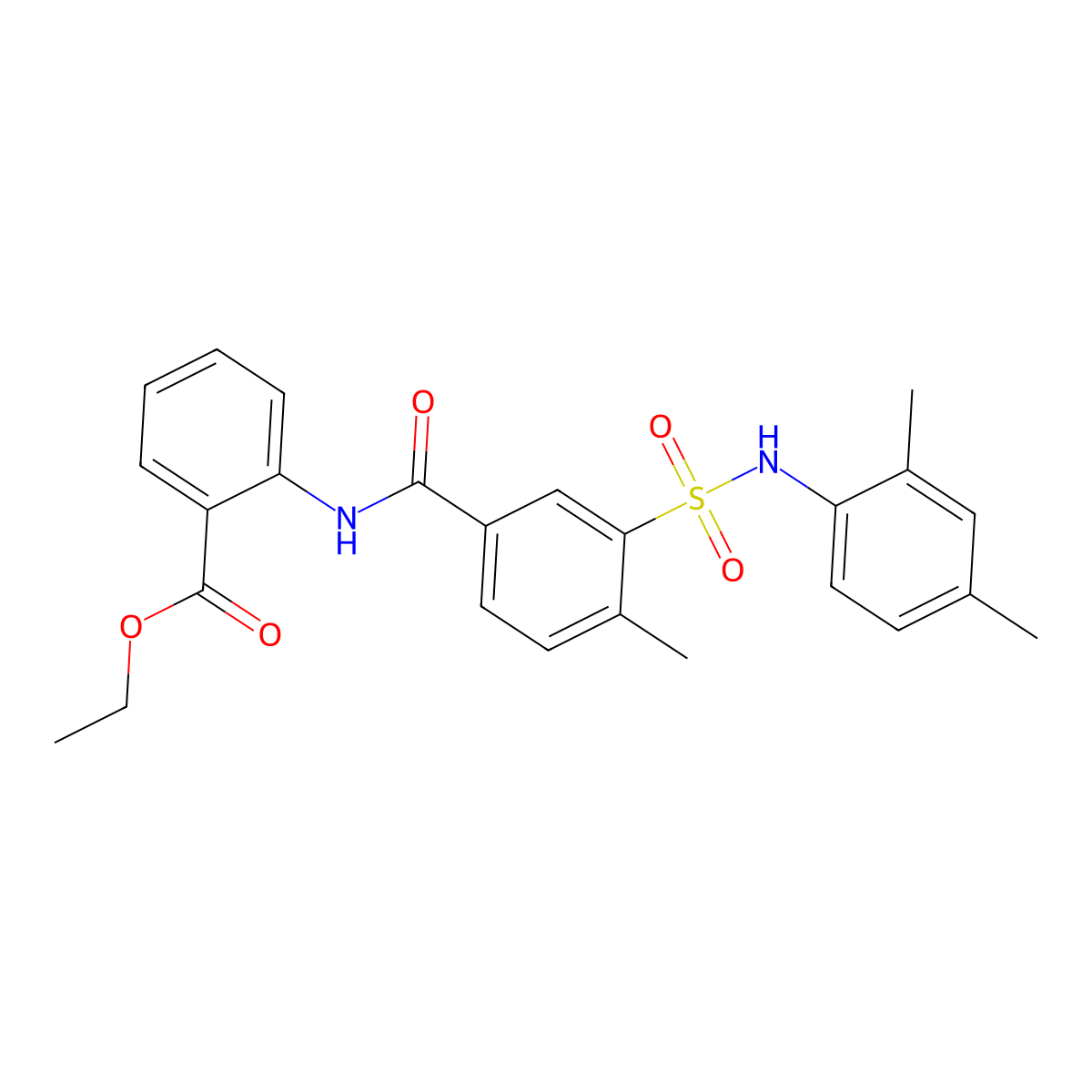 Ethyl 2-[({3-[(2,4-dimethylphenyl)sulfamoyl]-4-methylphenyl}carbonyl)amino]benzoate molecular structure, CAS 710971-07-6