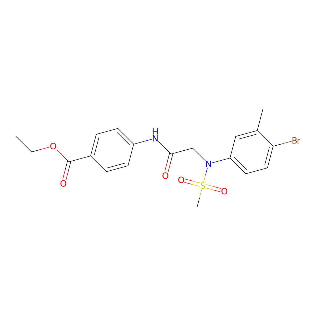 ethyl 4-{[N-(4-bromo-3-methylphenyl)-N-(methylsulfonyl)glycyl]amino}benzoate molecular structure, CAS 710971-19-0
