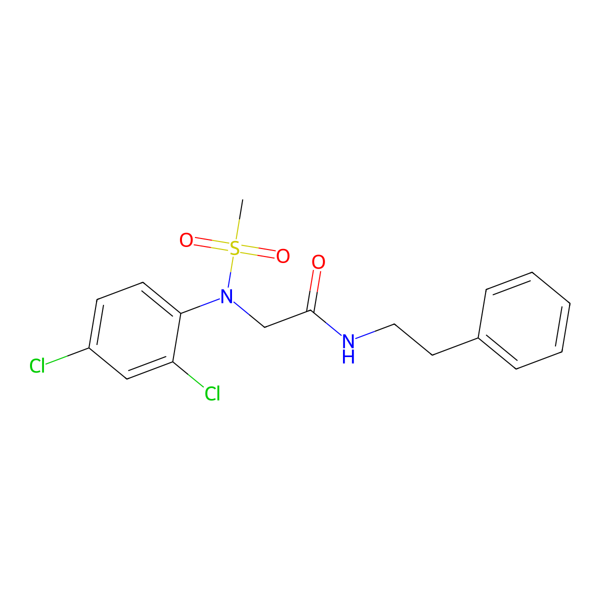 2-(2,4-dichloro-N-methylsulfonylanilino)-N-(2-phenylethyl)acetamide molecular structure, CAS 710971-40-7