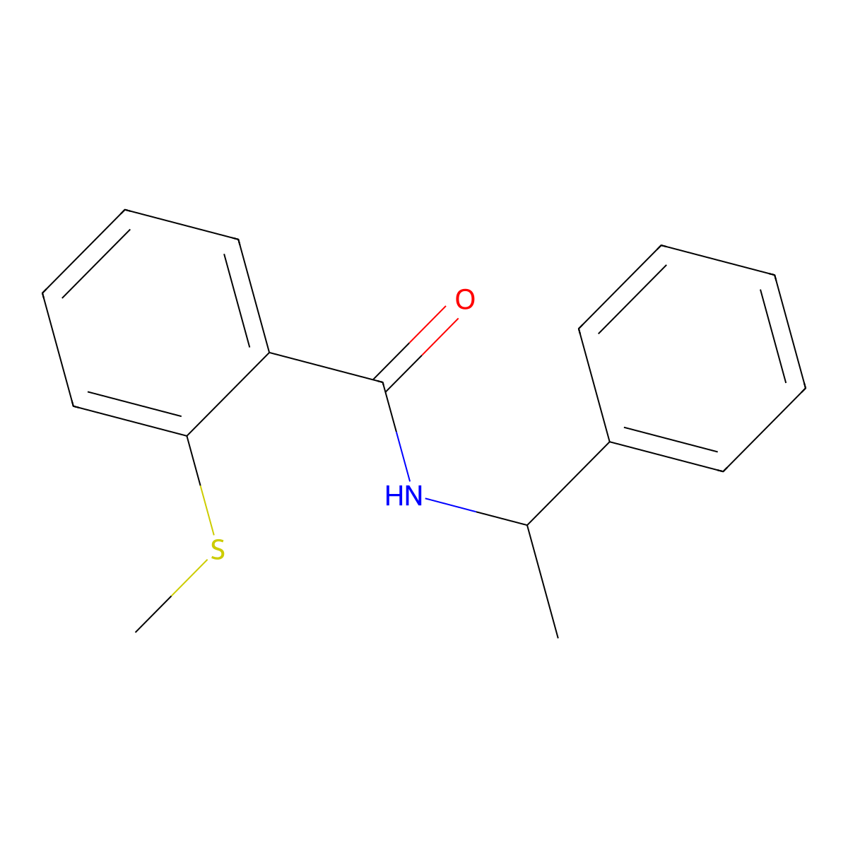 2-(methylsulfanyl)-N-(1-phenylethyl)benzamide molecular structure, CAS 710971-60-1
