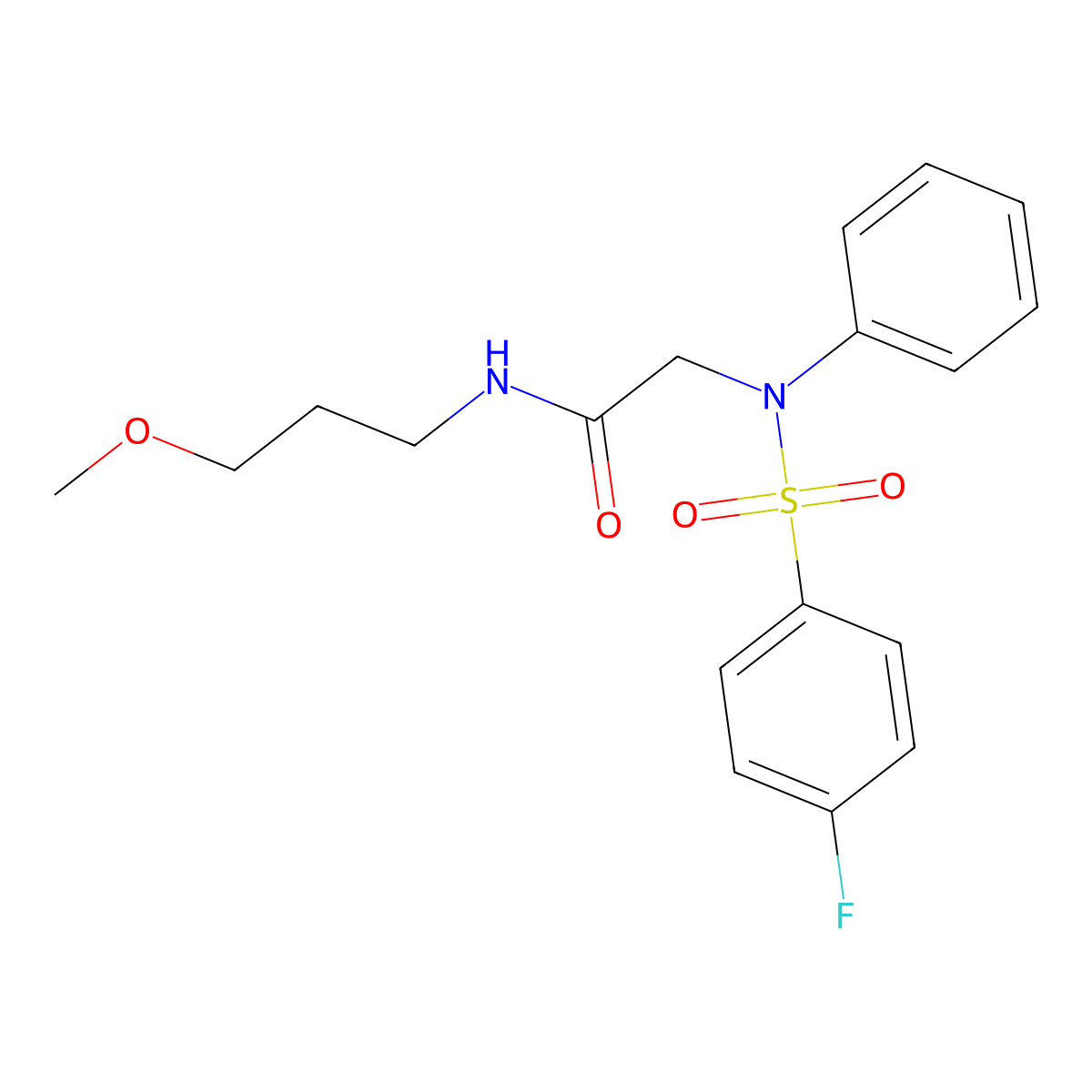 2-(N-(4-fluorophenyl)sulfonylanilino)-N-(3-methoxypropyl)acetamide molecular structure, CAS 710972-21-7