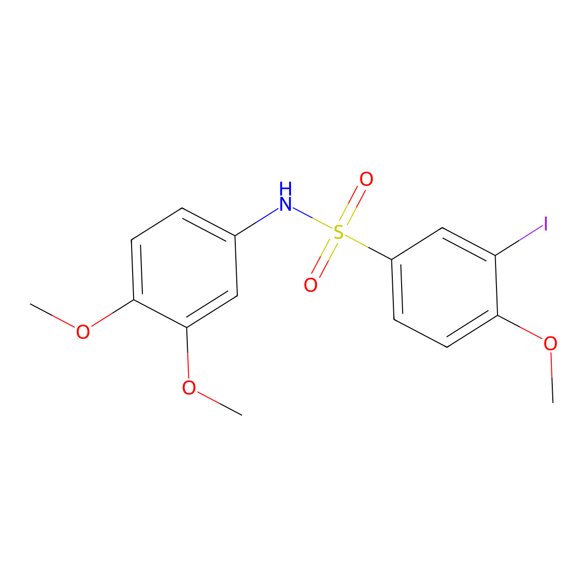 N-(3,4-dimethoxyphenyl)-3-iodo-4-methoxybenzenesulfonamide molecular structure, CAS 710972-42-2