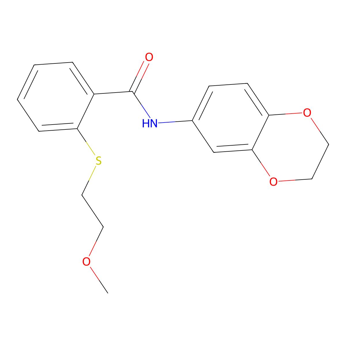 N-(2,3-dihydro-1,4-benzodioxin-6-yl)-2-(2-methoxyethylsulfanyl)benzamide molecular structure, CAS 710972-48-8