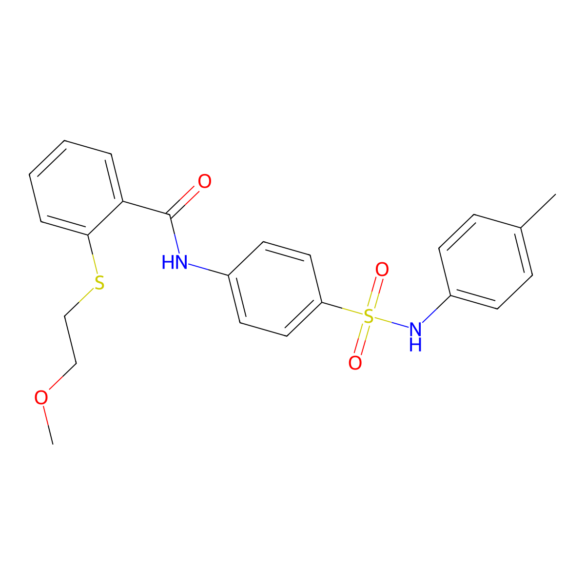 2-(2-methoxyethylsulfanyl)-N-[4-[(4-methylphenyl)sulfamoyl]phenyl]benzamide molecular structure, CAS 710972-51-3
