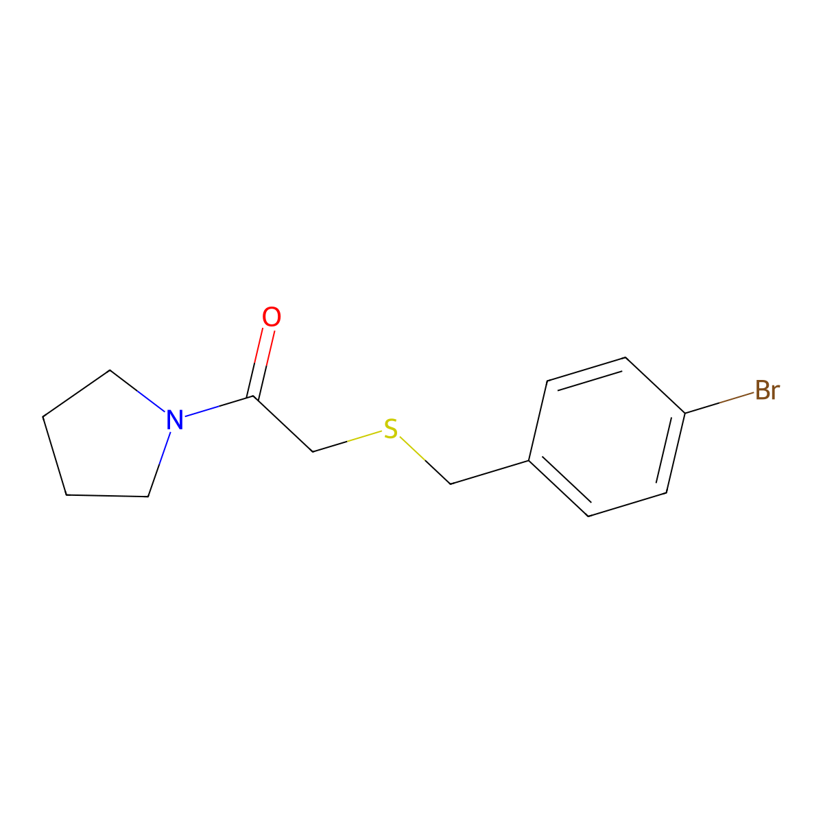 2-[(4-Bromophenyl)methylsulfanyl]-1-pyrrolidin-1-ylethanone molecular structure, CAS 710972-55-7