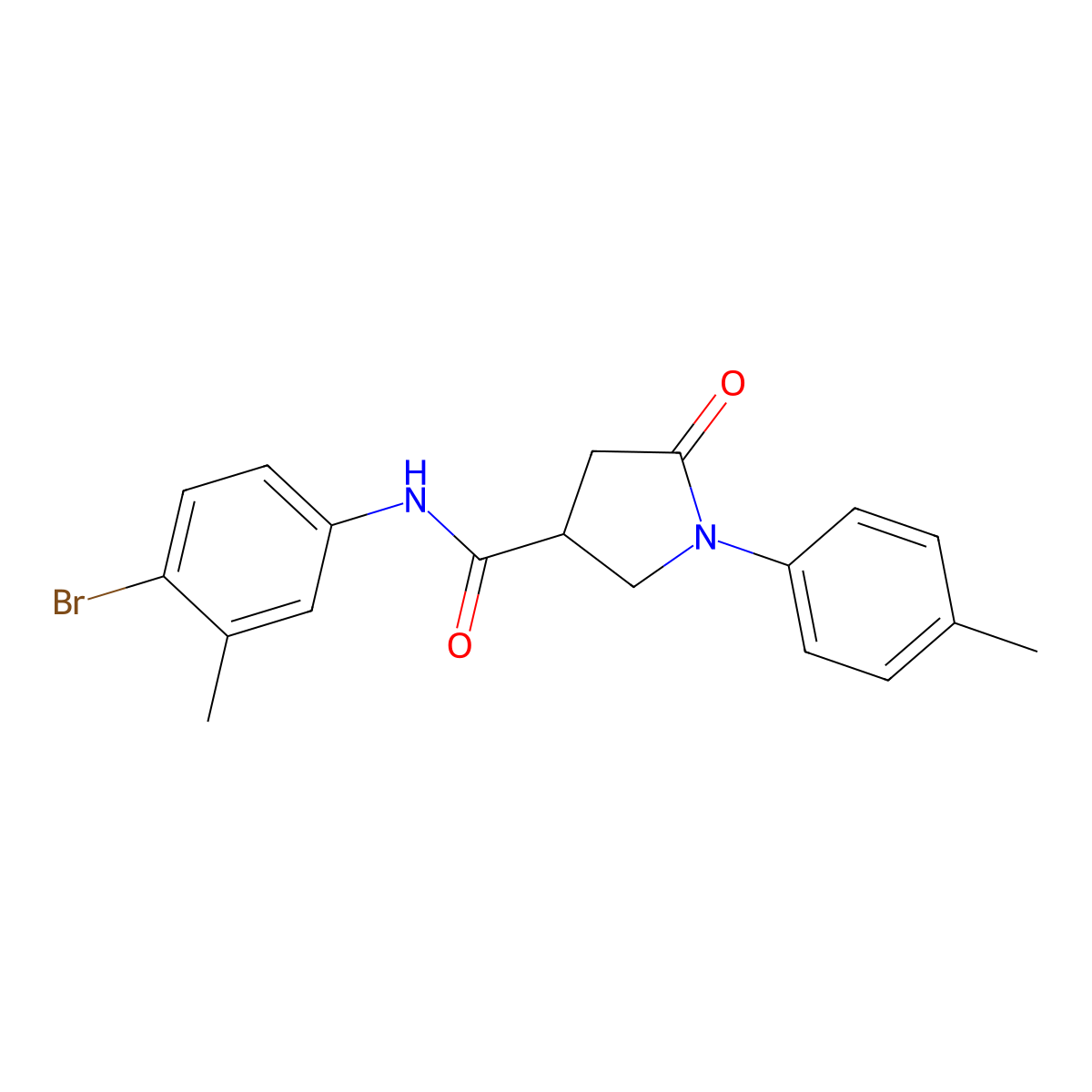 N-(4-bromo-3-methylphenyl)-1-(4-methylphenyl)-5-oxopyrrolidine-3-carboxamide molecular structure, CAS 710972-63-7