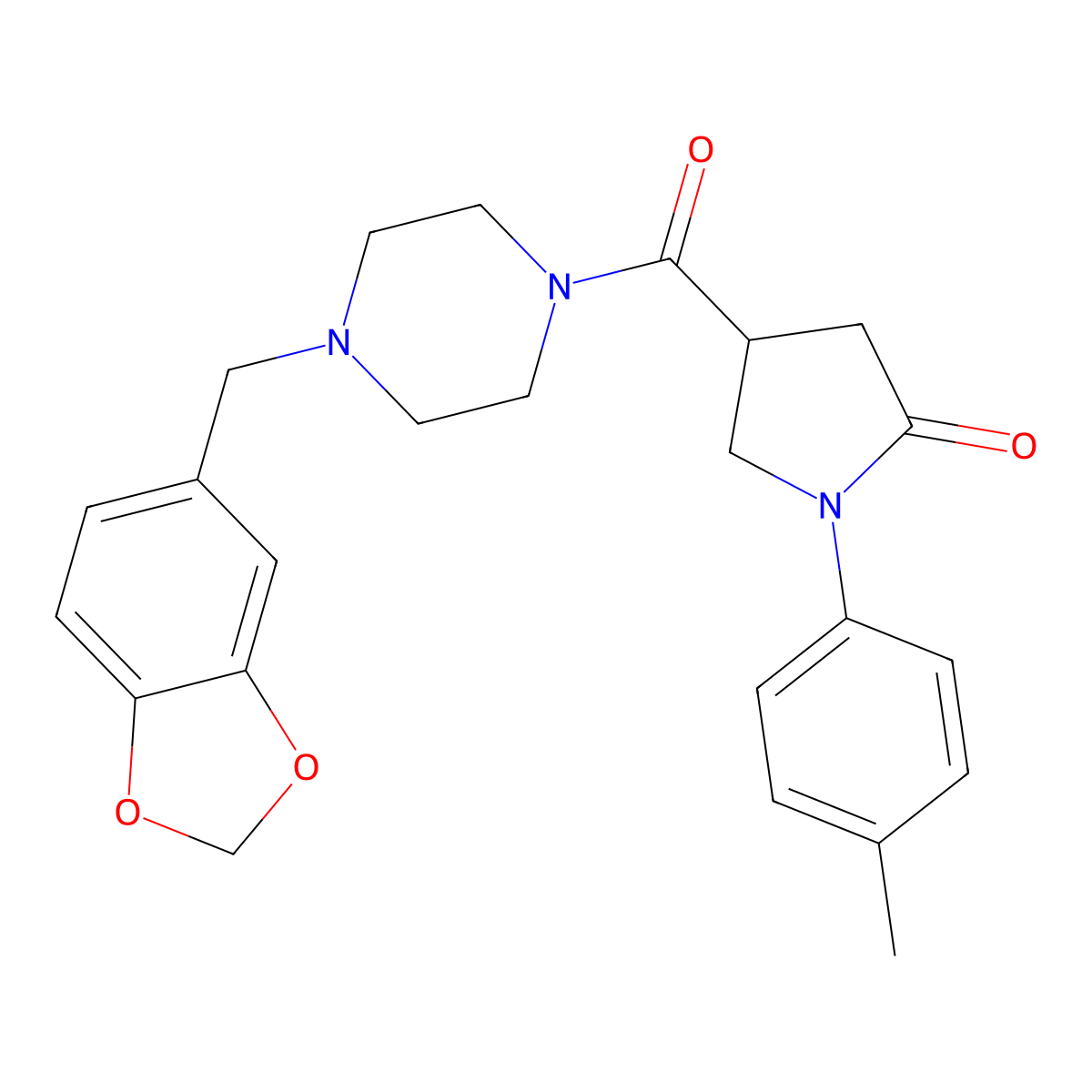 4-[4-(1,3-Benzodioxol-5-ylmethyl)piperazine-1-carbonyl]-1-(4-methylphenyl)pyrrolidin-2-one molecular structure, CAS 710972-82-0