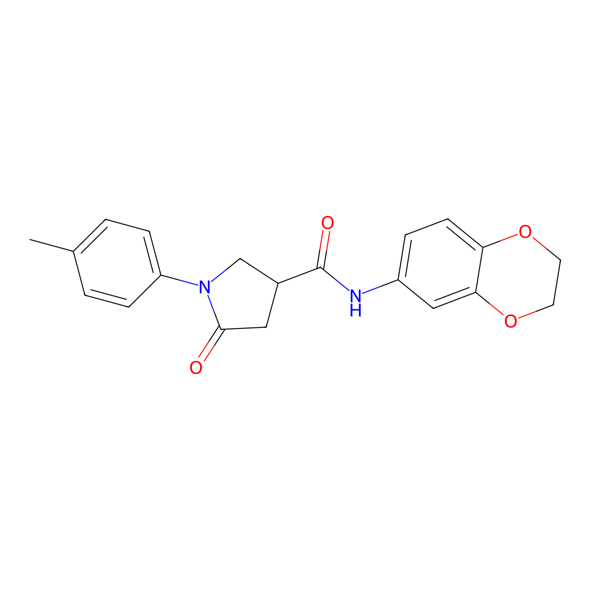 N-(2,3-dihydro-1,4-benzodioxin-6-yl)-1-(4-methylphenyl)-5-oxopyrrolidine-3-carboxamide molecular structure, CAS 710972-87-5