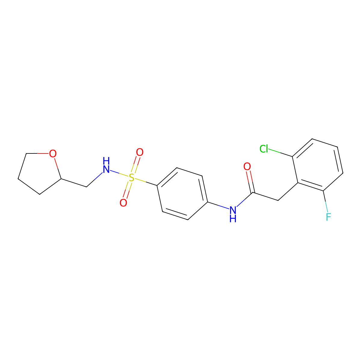 2-(2-chloro-6-fluorophenyl)-N-[4-(oxolan-2-ylmethylsulfamoyl)phenyl]acetamide molecular structure, CAS 710973-00-5
