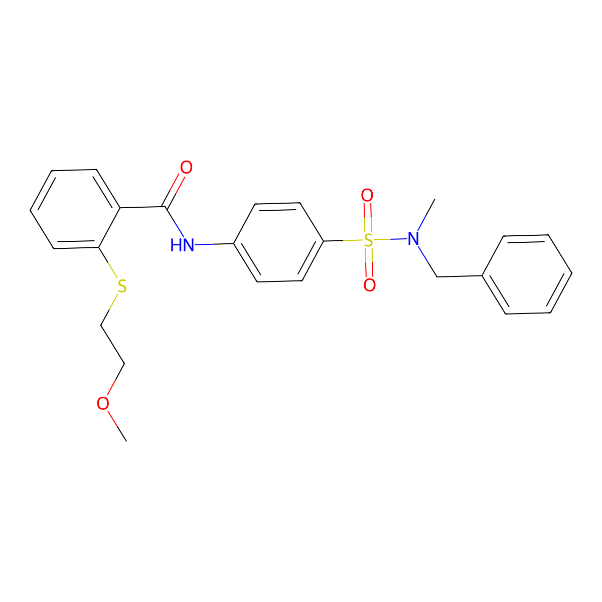 N-[4-[benzyl(methyl)sulfamoyl]phenyl]-2-(2-methoxyethylsulfanyl)benzamide molecular structure, CAS 710973-21-0