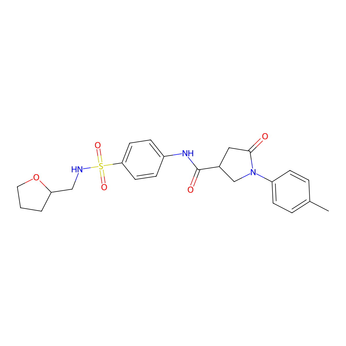 1-(4-methylphenyl)-5-oxo-N-[4-(oxolan-2-ylmethylsulfamoyl)phenyl]pyrrolidine-3-carboxamide molecular structure, CAS 710973-30-1