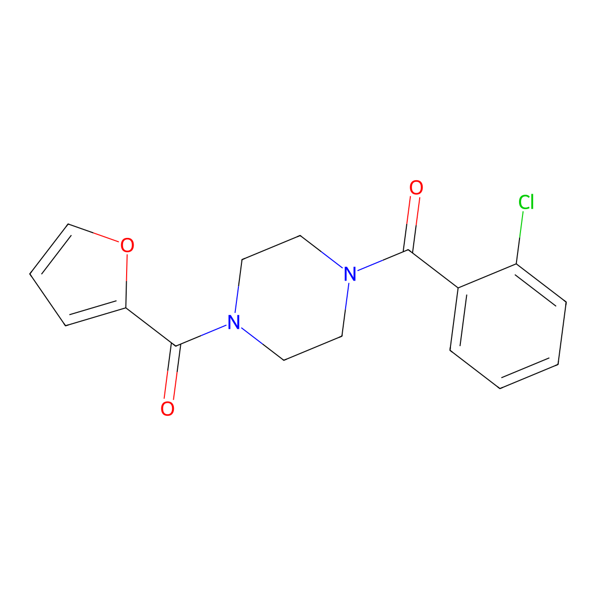 (2-Chlorophenyl)[4-(furan-2-ylcarbonyl)piperazin-1-yl]methanone molecular structure, CAS 710973-67-4