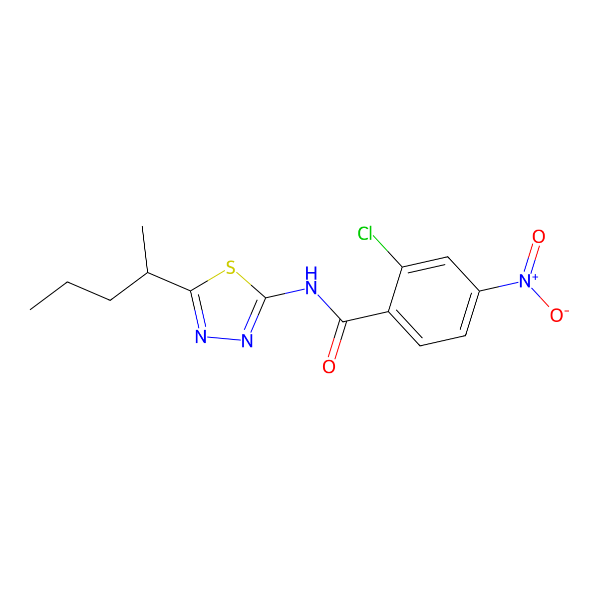2-chloro-4-nitro-N-(5-pentan-2-yl-1,3,4-thiadiazol-2-yl)benzamide molecular structure, CAS 710973-76-5