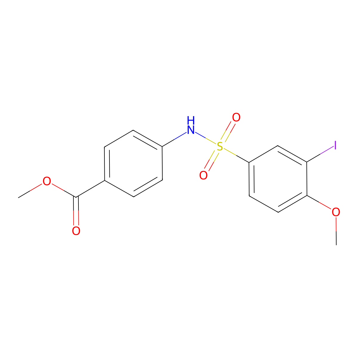 Methyl 4-{[(3-iodo-4-methoxyphenyl)sulfonyl]amino}benzoate molecular structure, CAS 710973-84-5