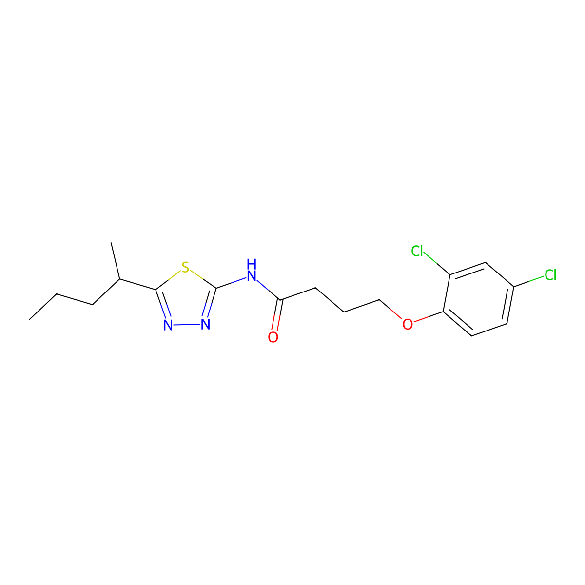 4-(2,4-dichlorophenoxy)-N-[5-(pentan-2-yl)-1,3,4-thiadiazol-2-yl]butanamide molecular structure, CAS 710973-90-3