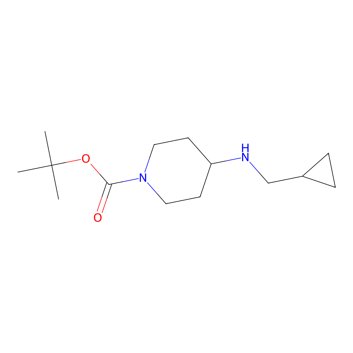 Tert-butyl 4-[(cyclopropylmethyl)amino]piperidine-1-carboxylate molecular structure, CAS 710973-92-5