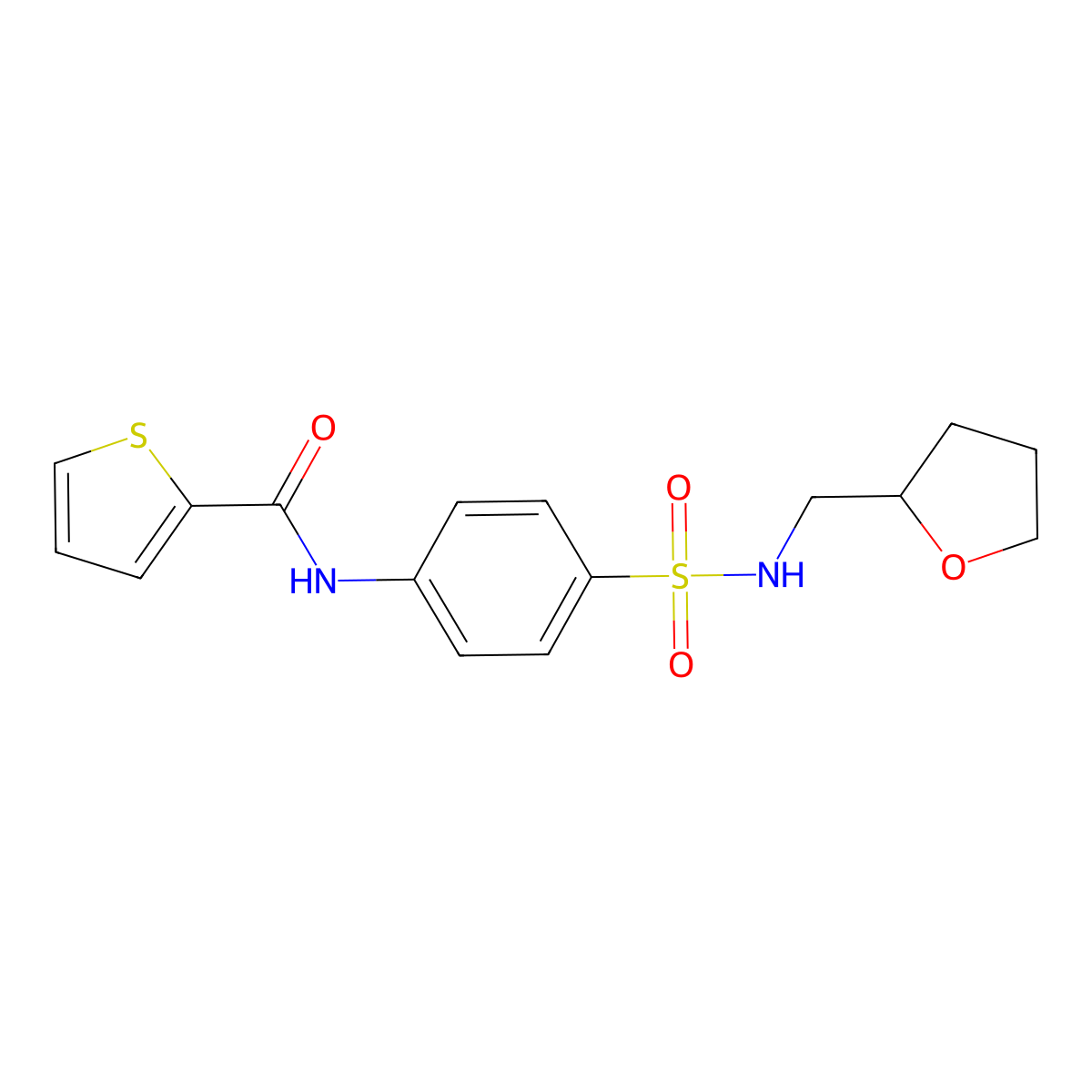 N-[4-(oxolan-2-ylmethylsulfamoyl)phenyl]thiophene-2-carboxamide molecular structure, CAS 710973-94-7