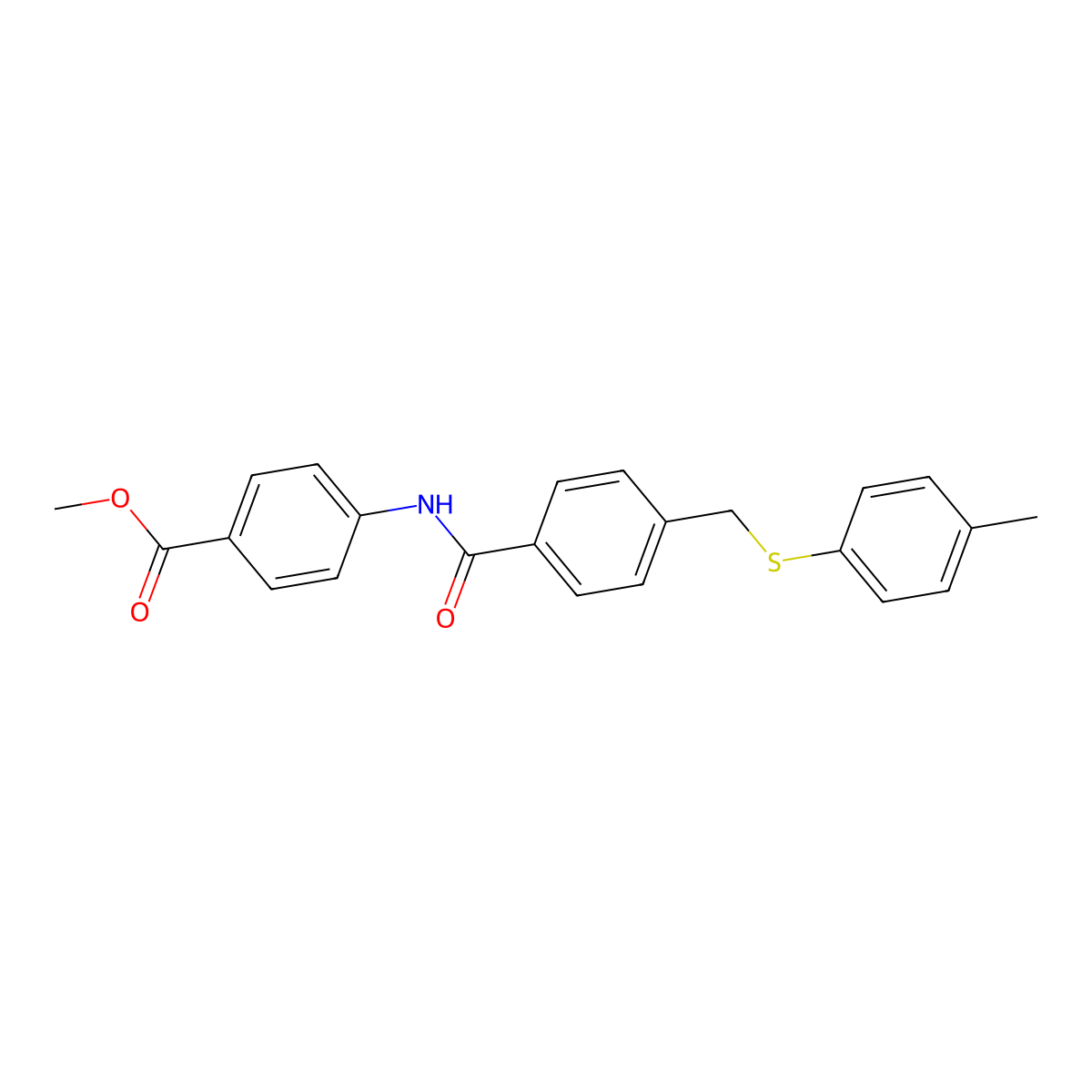 Methyl 4-(4-((p-tolylthio)methyl)benzamido)benzoate molecular structure, CAS 710974-03-1