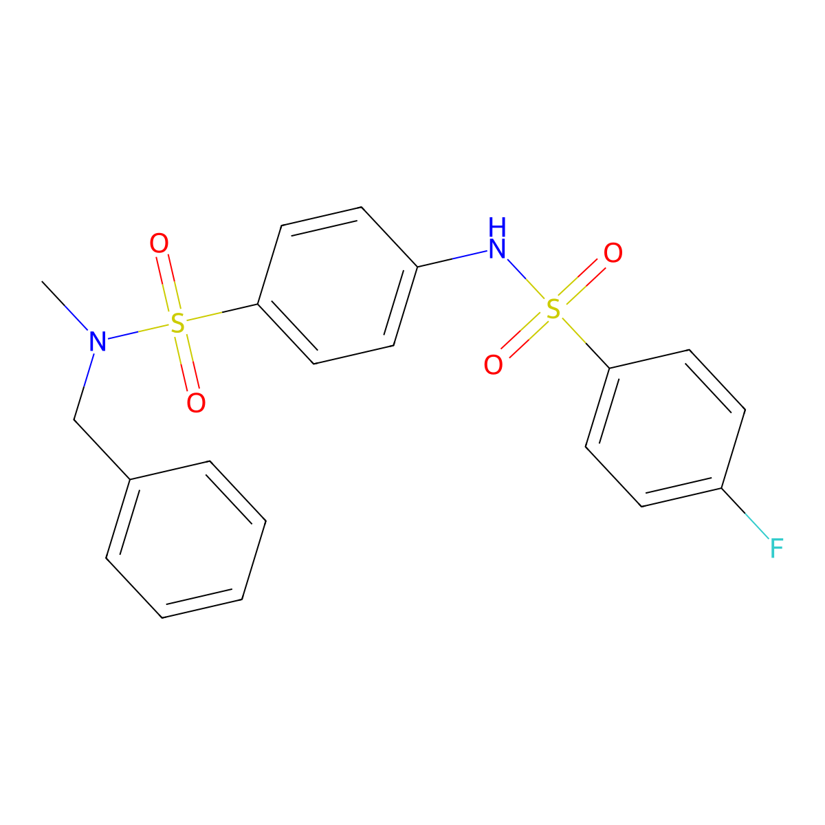 N-benzyl-4-[(4-fluorophenyl)sulfonylamino]-N-methylbenzenesulfonamide molecular structure, CAS 710974-39-3