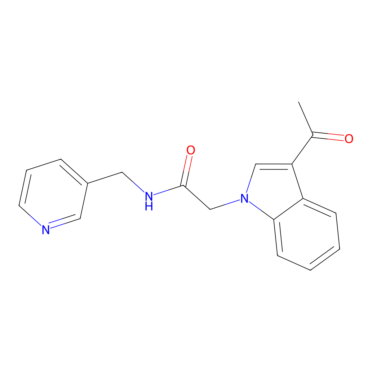 2-(3-Acetyl-indol-1-yl)-N-pyridin-3-ylmethyl-acetamide molecular structure, CAS 710974-51-9