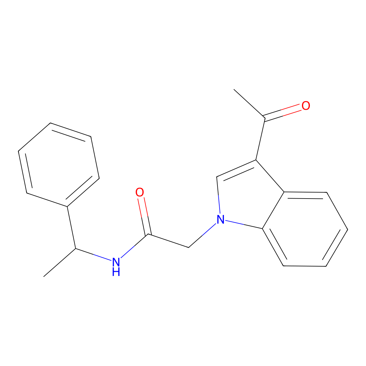 2-(3-Acetyl-indol-1-yl)-N-(1-phenyl-ethyl)-acetamide molecular structure, CAS 710974-61-1