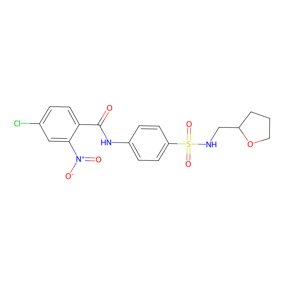 4-chloro-2-nitro-N-[4-(oxolan-2-ylmethylsulfamoyl)phenyl]benzamide molecular structure, CAS 710975-26-1